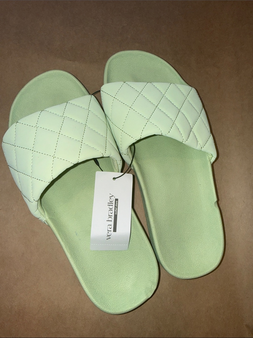 Vera Bradley Quilted Mint Slide Sandals